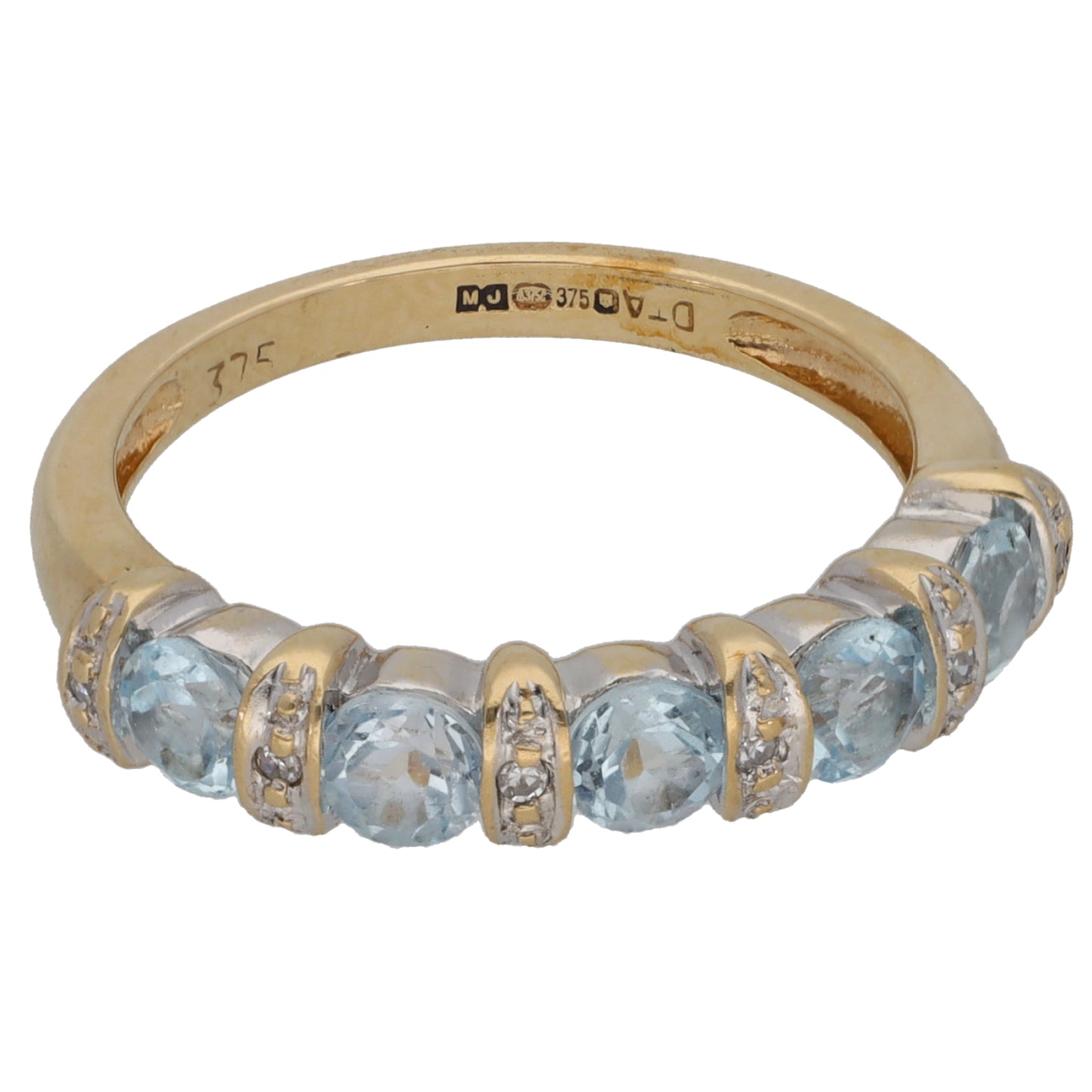 9ct Gold Topaz & 0.03ct Diamond Half Eternity Ring Size K