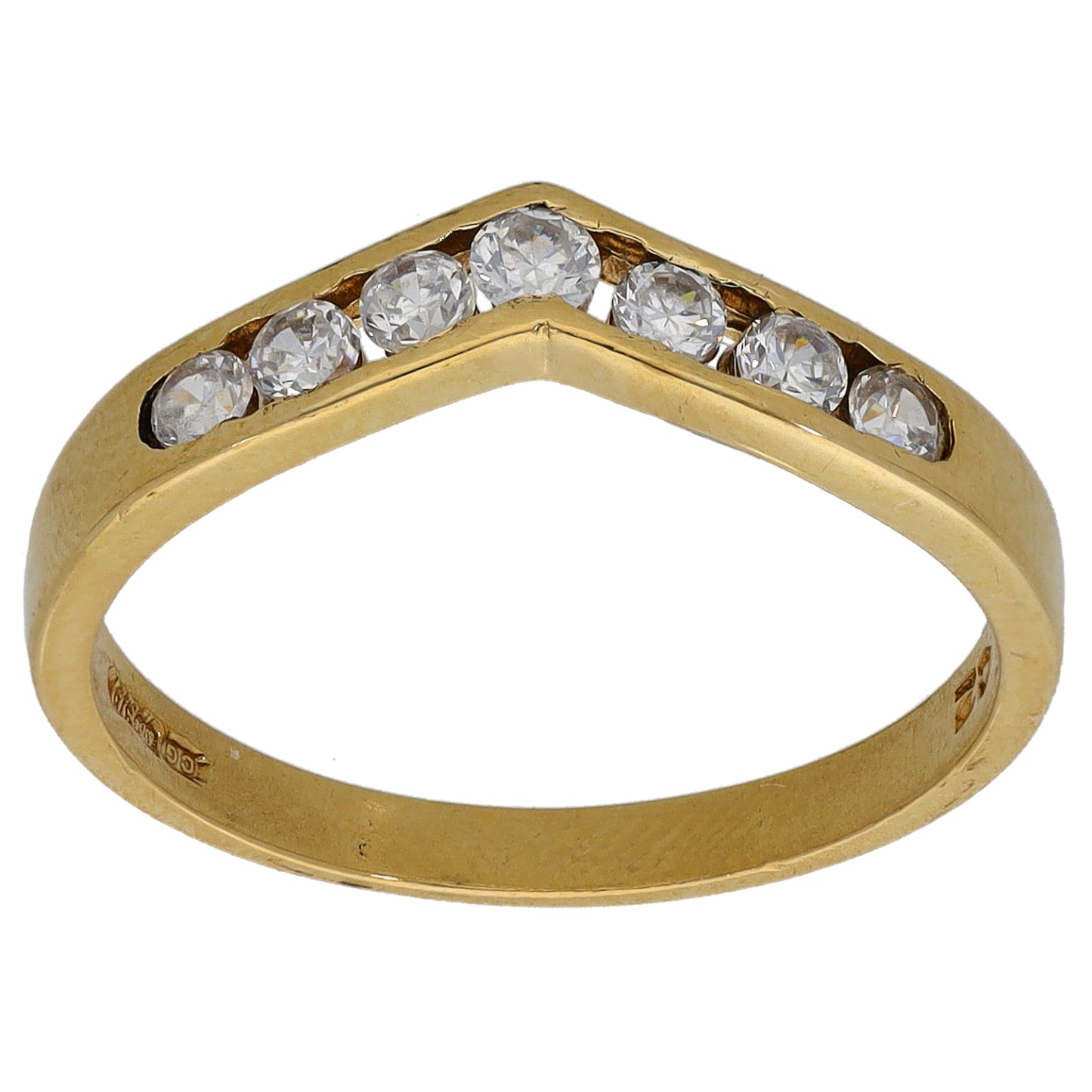9ct Gold Cubic Zirconia Wishbone Ring Size N