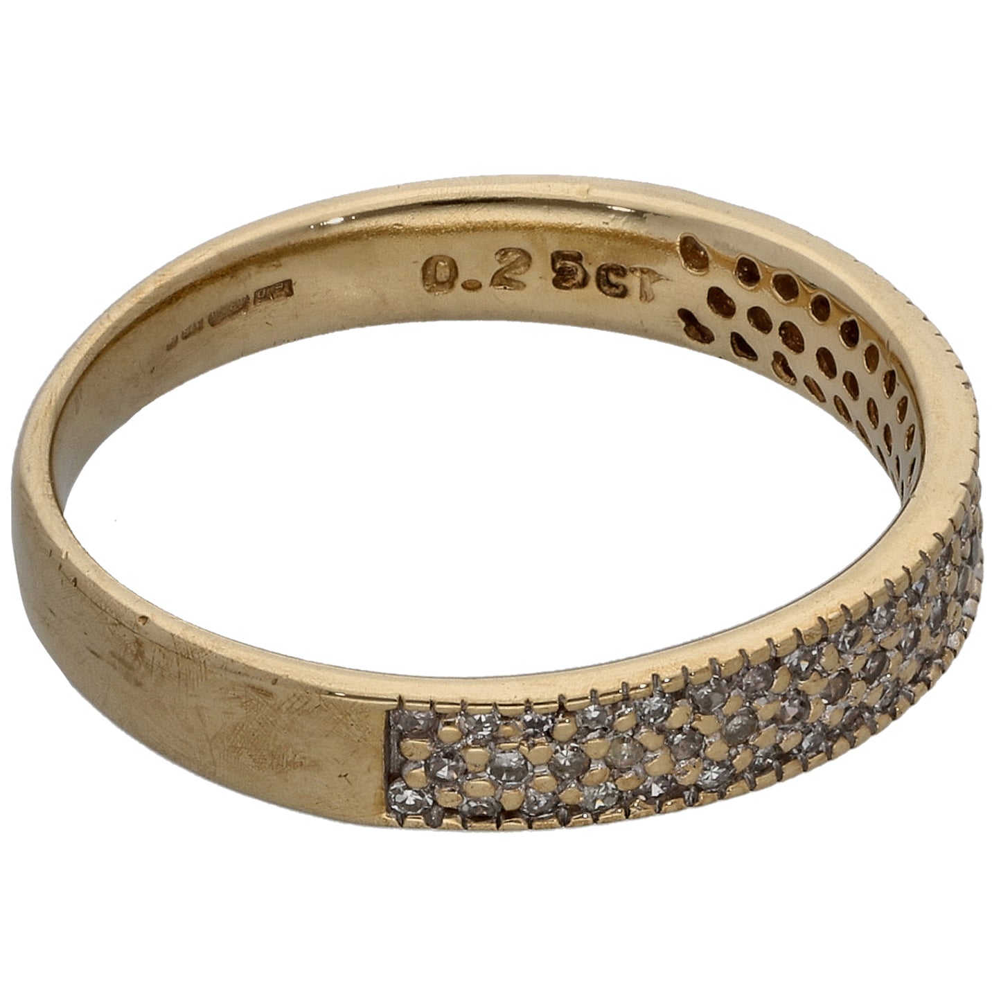 9ct Gold 0.25ct Diamond Half Eternity Ring Size O
