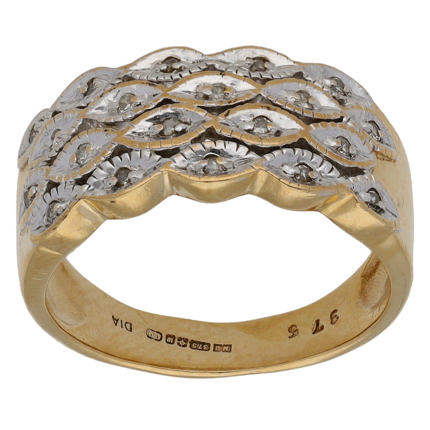 9ct Gold 0.10ct Diamond Dress/Cocktail Ring Size N