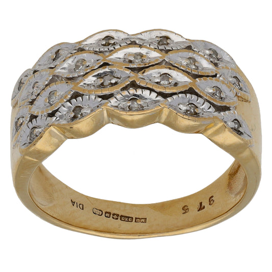 9ct Gold 0.10ct Diamond Dress/Cocktail Ring Size N