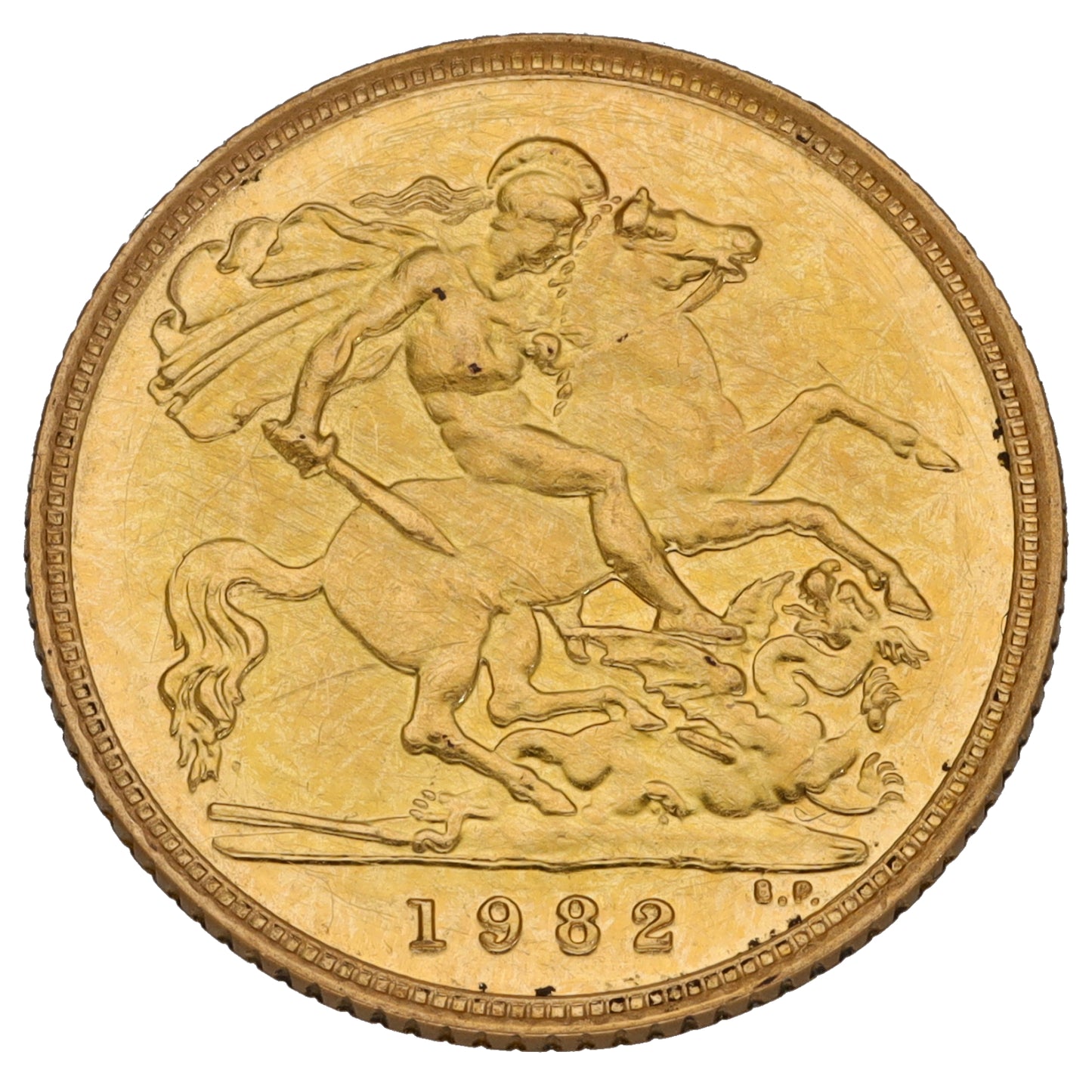 22ct Gold Queen Elizabeth II Half Sovereign Coin 1982