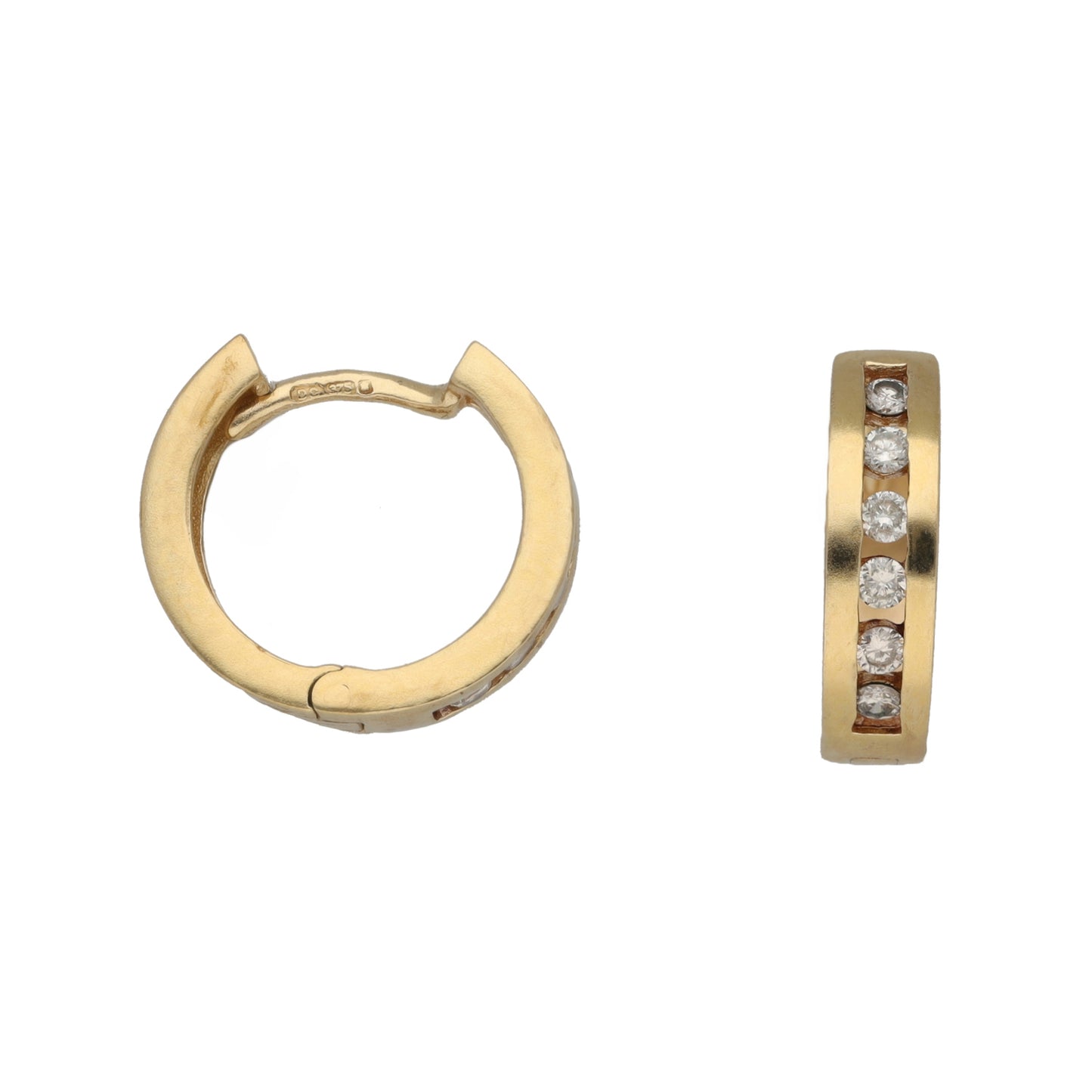 9ct Gold 0.18ct Diamond Hoop Earrings