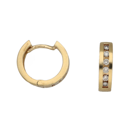 9ct Gold 0.18ct Diamond Hoop Earrings