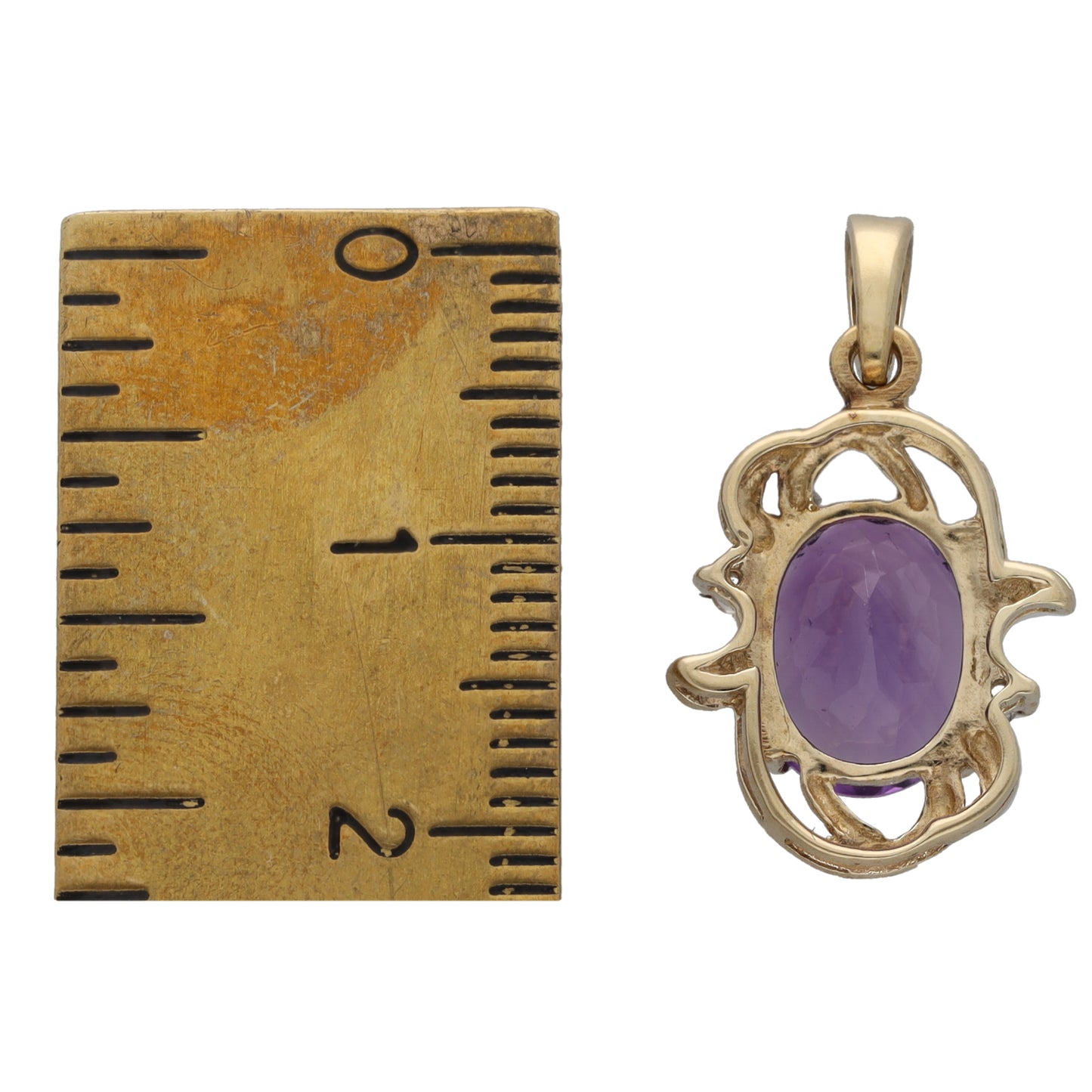 9ct Gold Amethyst & Imitation Gems Dress/Cocktail Pendant