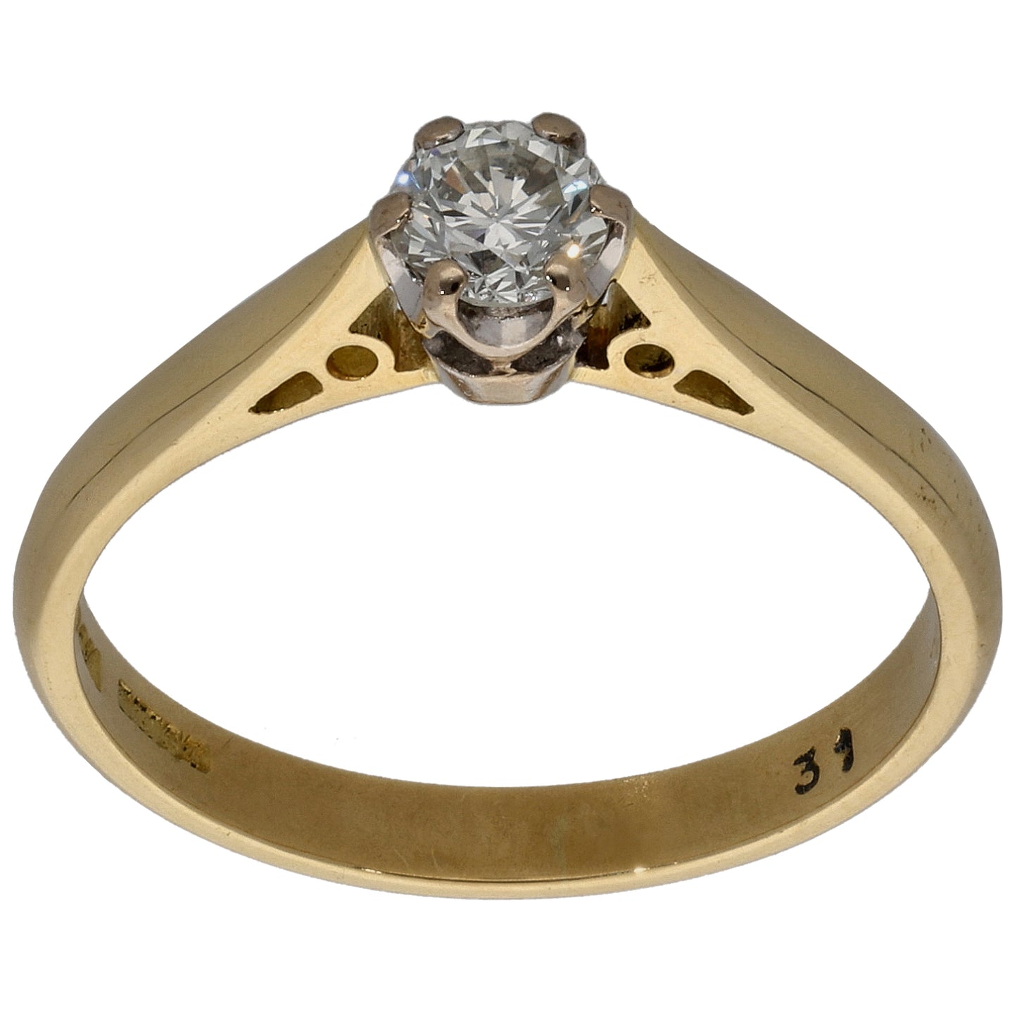 18ct Gold 0.31ct Diamond Solitaire Ring Size L