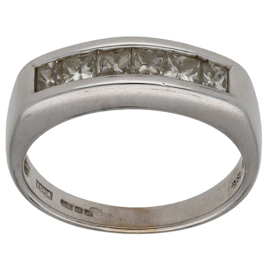 18ct White Gold 0.60ct Diamond Half Eternity Ring Size M