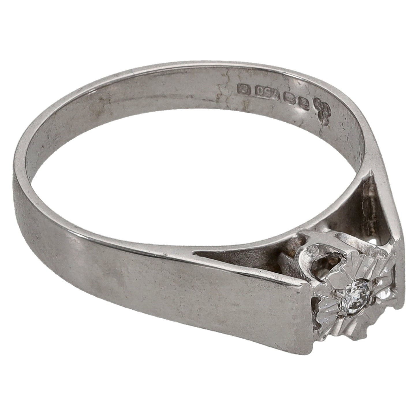18ct White Gold 0.05ct Diamond Solitaire Ring Size O