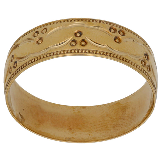 9ct Gold Patterned Wedding Ring Size X