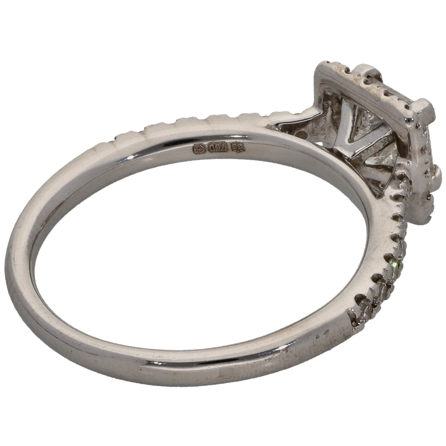 18ct White Gold 0.95ct Diamond Halo Ring Size M