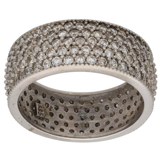 14ct White Gold Cubic Zirconia Eternity Ring Size Q