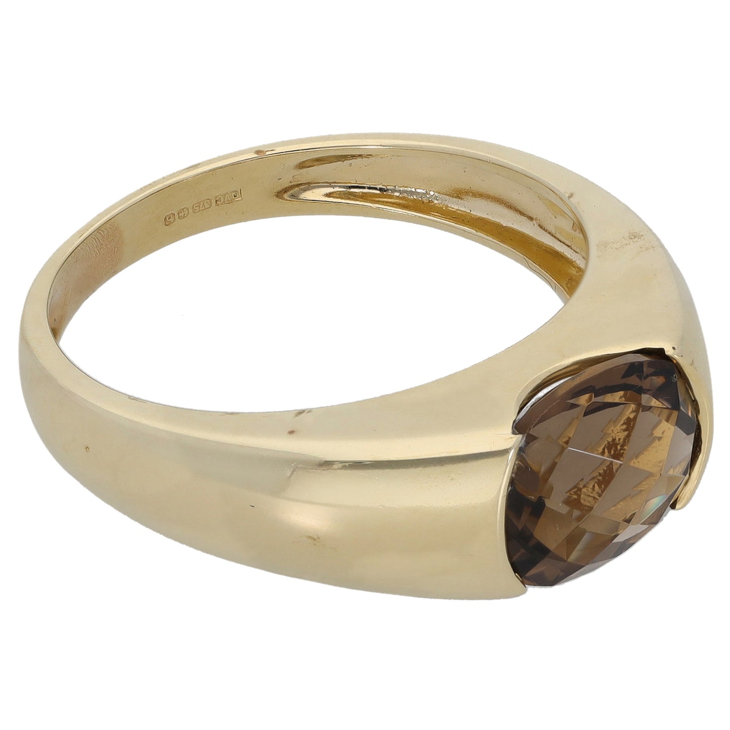 9ct Gold Smoky Quartz Single Stone Ring Size S