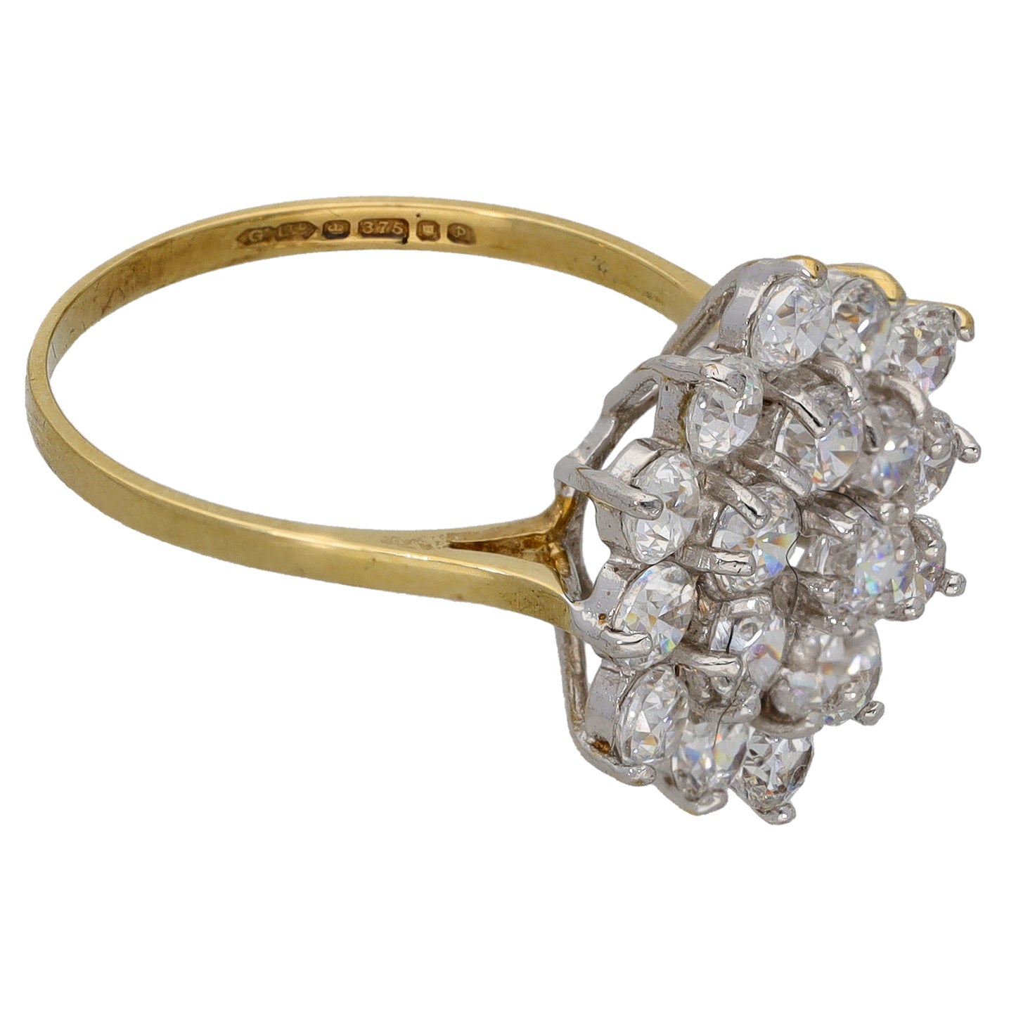 9ct Gold Cubic Zirconia Dress/Cocktail Ring Size O