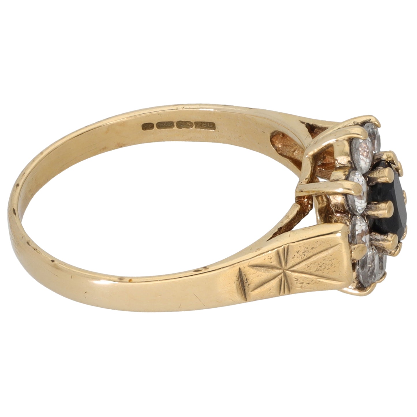 9ct Gold Sapphire & Cubic Zirconia Dress/Cocktail Ring Size M