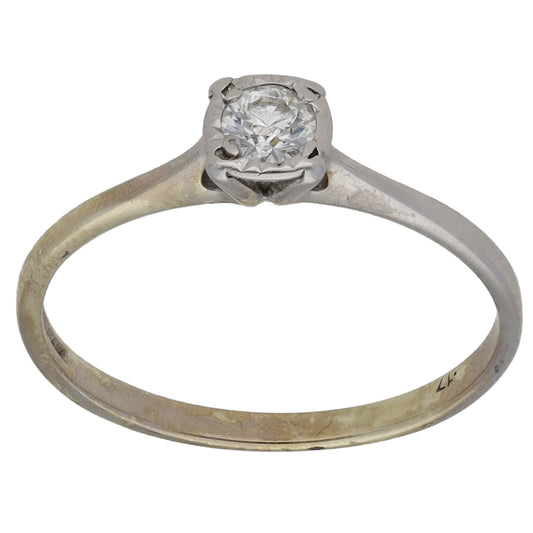 9ct White Gold 0.20ct Diamond Solitaire Ring Size N
