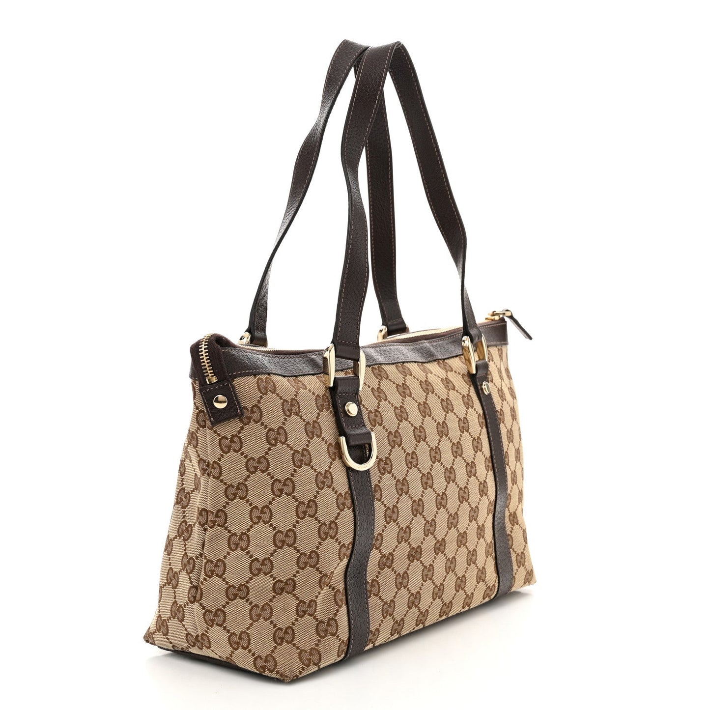 Gucci Abbey Tote D-Ring GG Canvas Bag - Brown