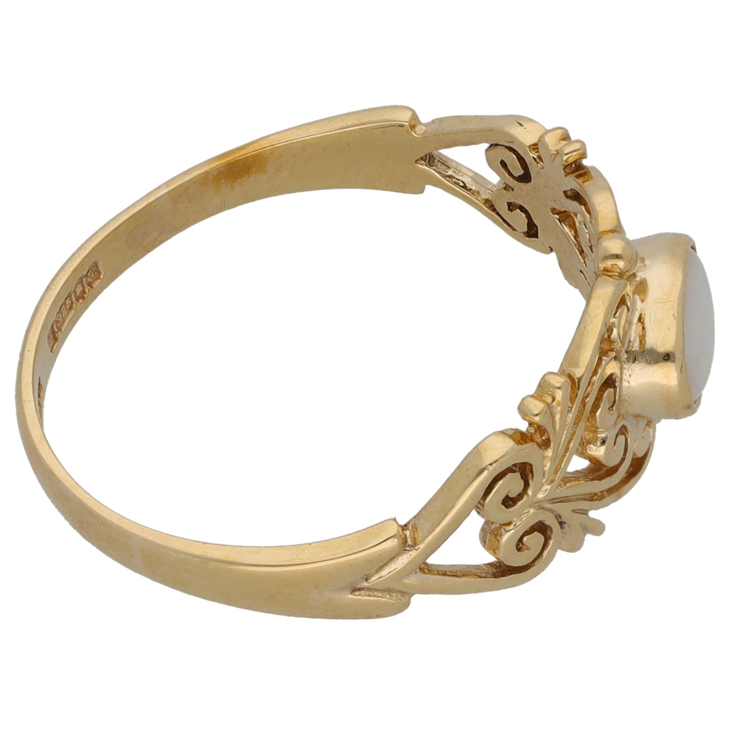 9ct Gold Opal Single Stone Ring Size O