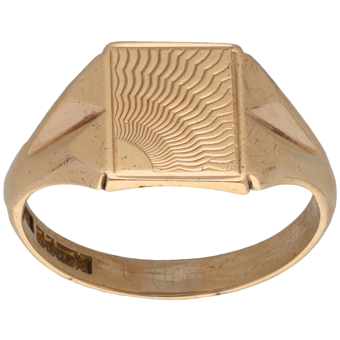 9ct Gold Patterned Signet Ring Size W