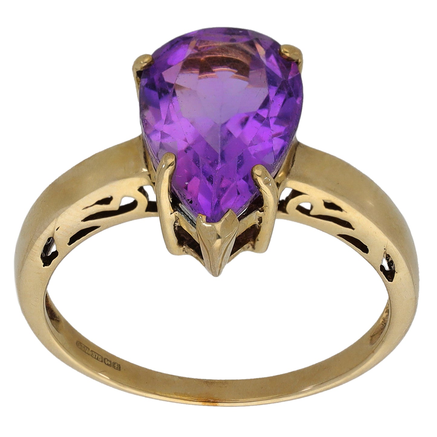 9ct Gold Amethyst Single Stone Ring Size N