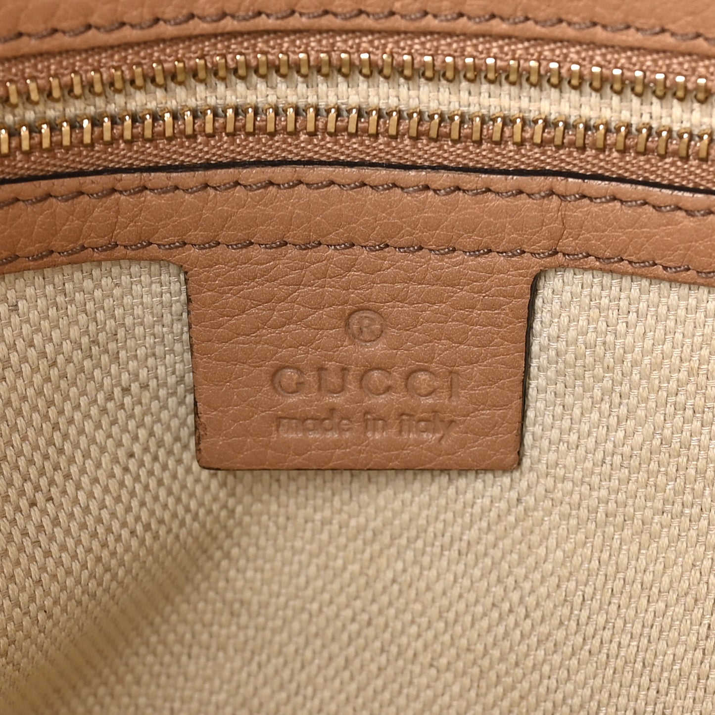 Gucci Soho Cellarius Pebbled Calfskin Leather Satchel Bag - Camel