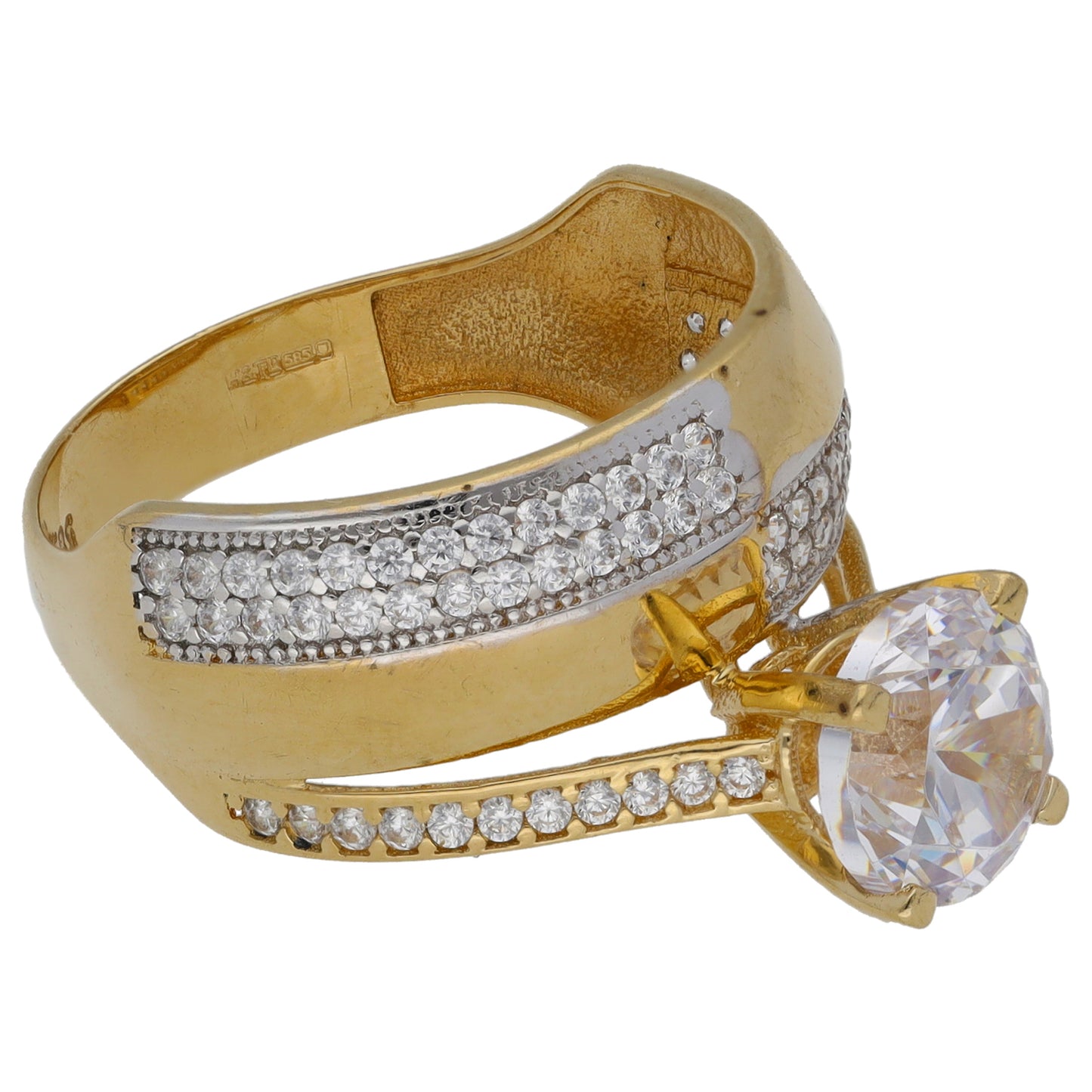 14ct Gold Cubic Zirconia Dress/Cocktail Ring Size O