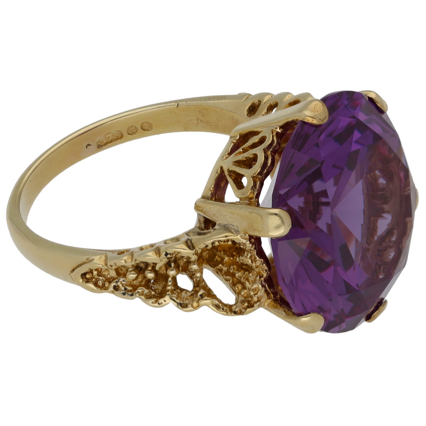 9ct Gold Man Made Sapphire Single Stone Ring Size M