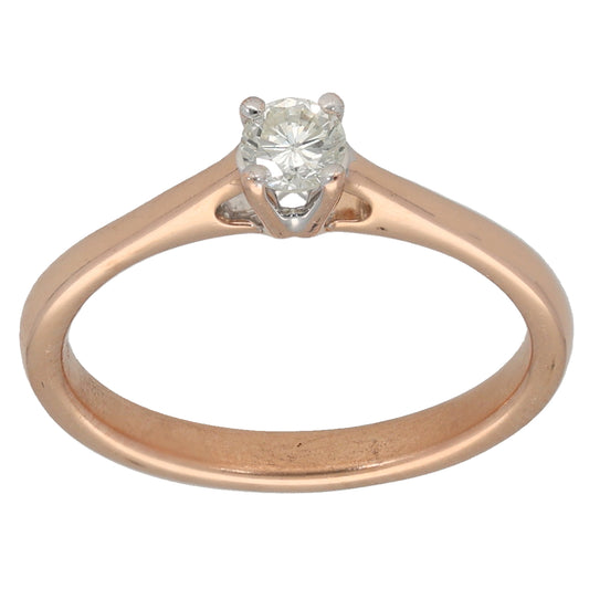 18ct Rose Gold 0.15ct Diamond Solitaire Ring Size K