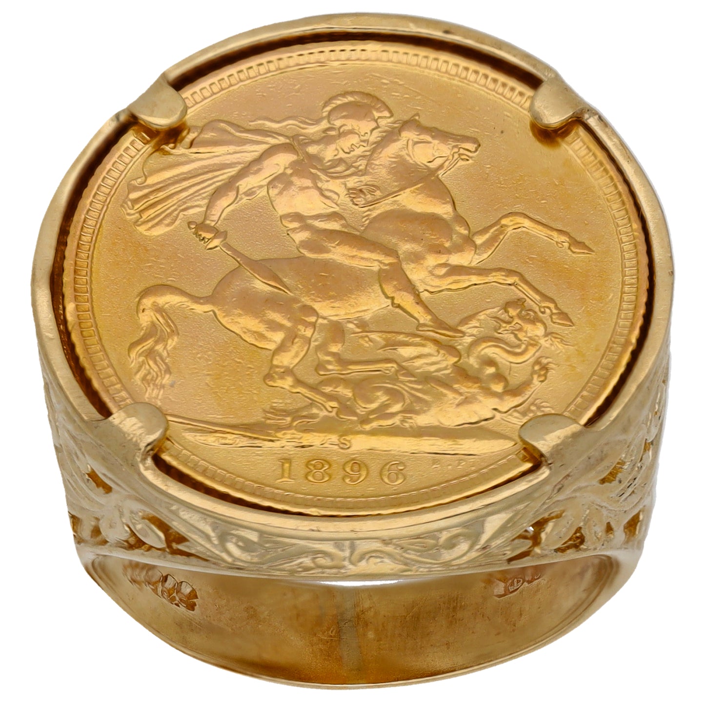 9ct Gold Full Sovereign Coin Ring Size S