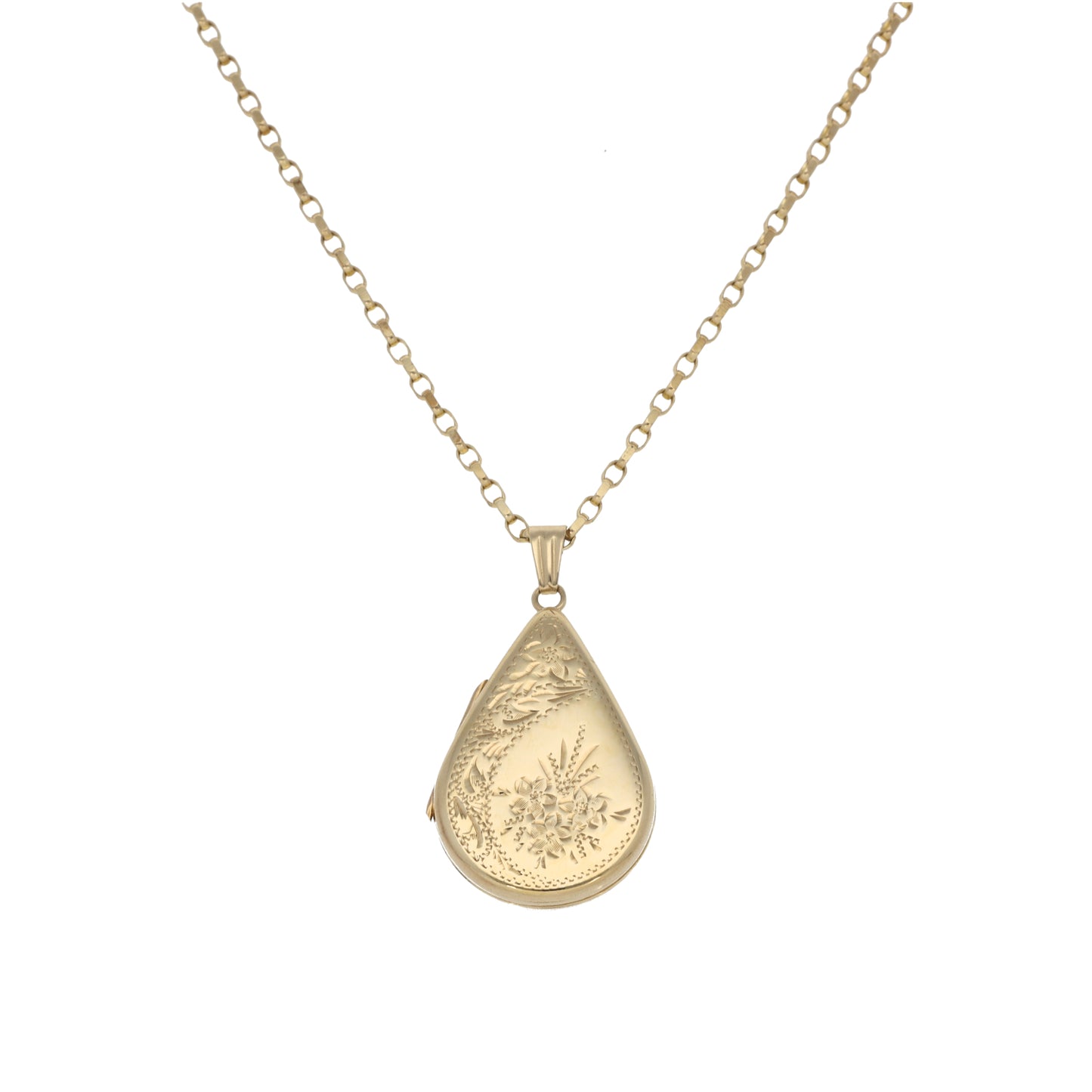 9ct Gold Patterned Locket Pendant With Chain