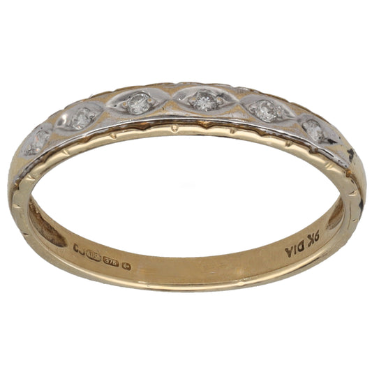 9ct Gold 0.06ct Diamond Half Eternity Ring Size M