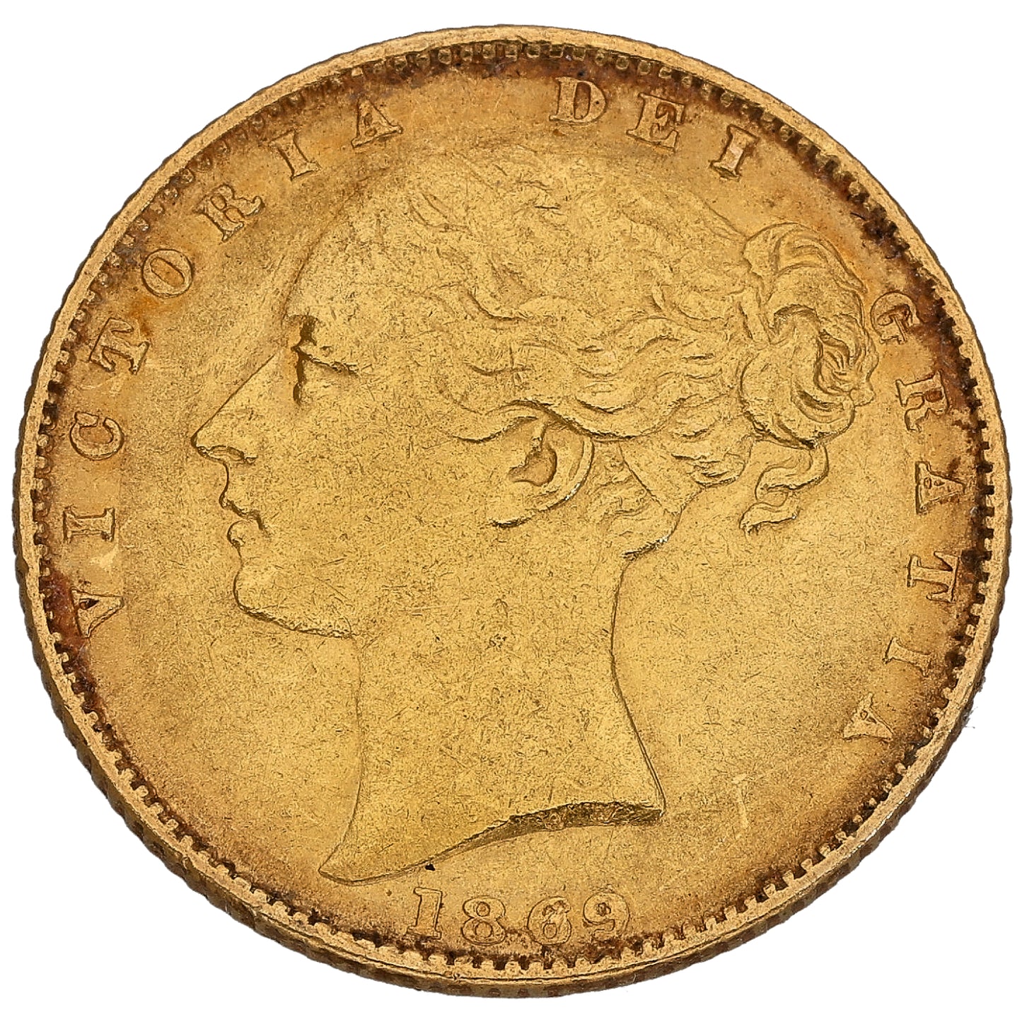 22ct Gold Queen Victoria Full Sovereign Coin 1869