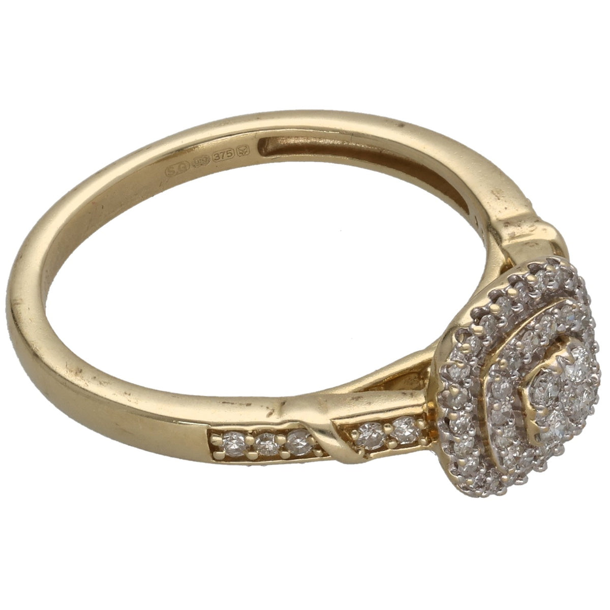 9ct Gold 0.29ct Diamond Dress/Cocktail Ring Size M
