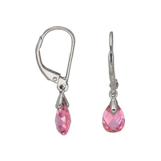 14ct White Gold Imitation Gems Drop Earrings
