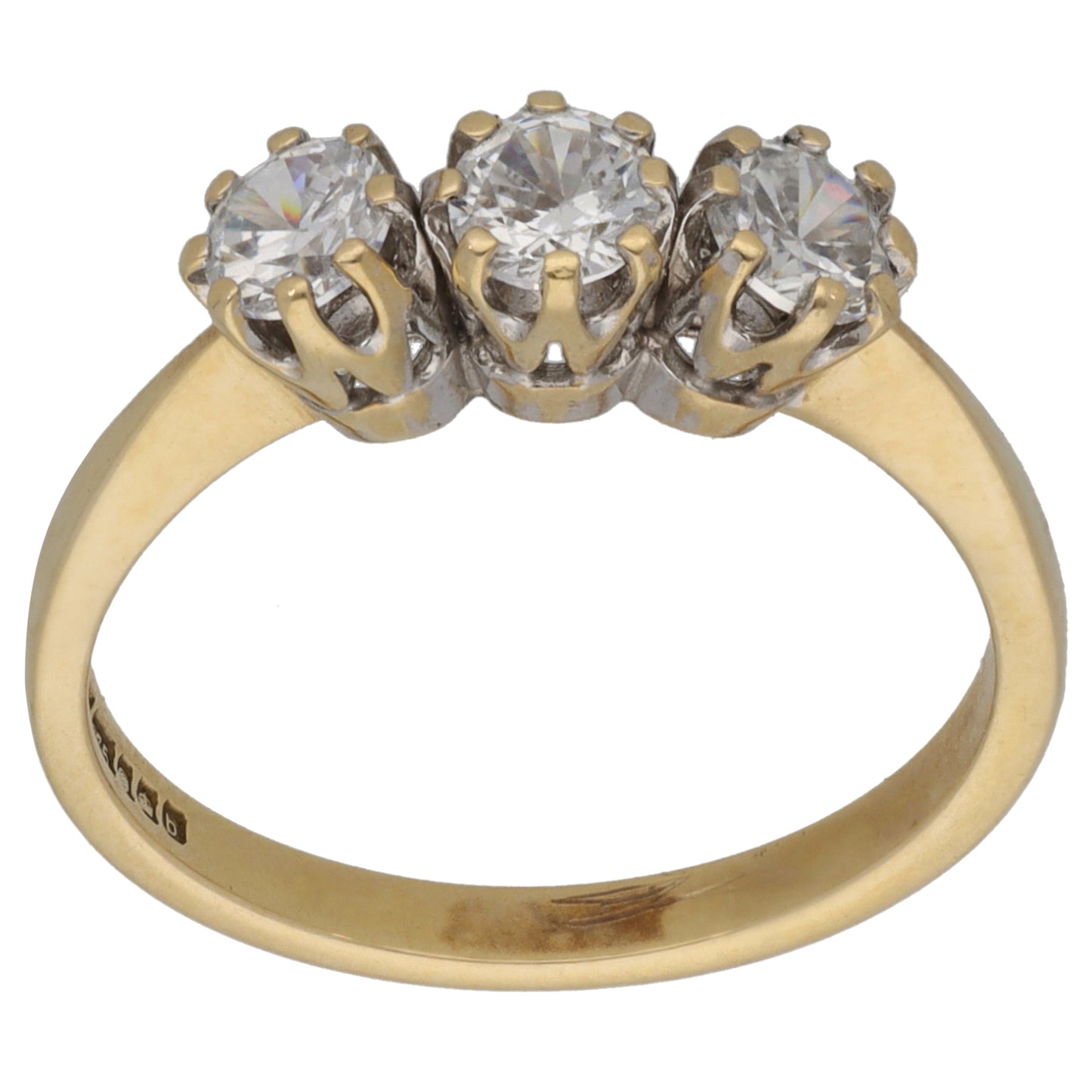 9ct Gold Cubic Zirconia Trilogy Ring Size O