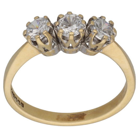 9ct Gold Cubic Zirconia Trilogy Ring Size O