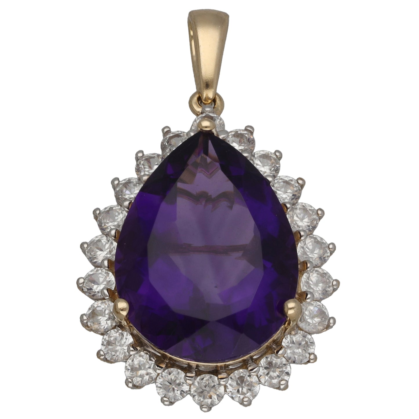 9ct Gold Amethyst & Cubic Zirconia Dress/Cocktail Pendant