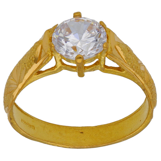 22ct Gold Cubic Zirconia Single Stone Ring Size K