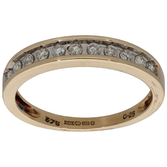 9ct Gold 0.25ct Diamond Half Eternity Ring Size P