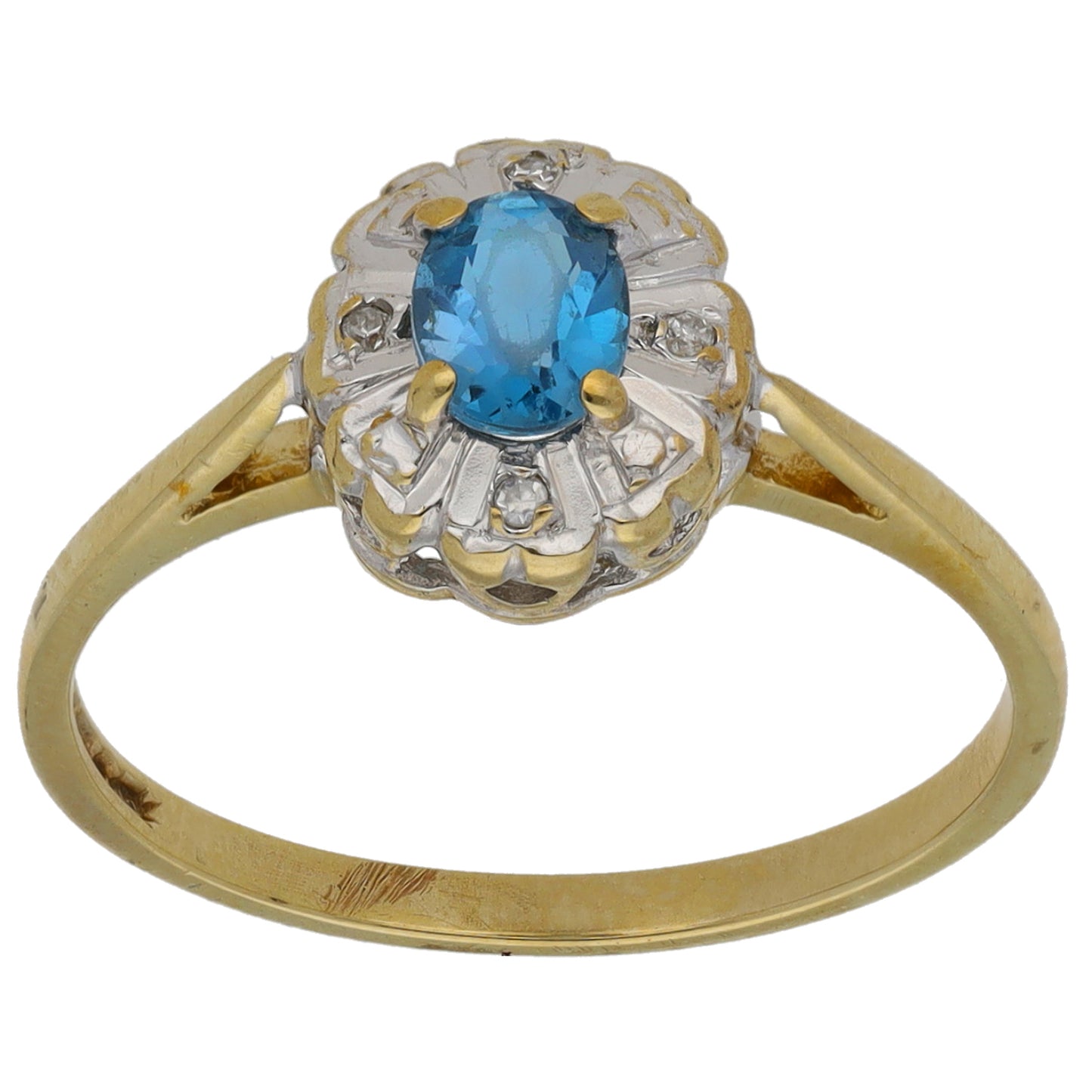 9ct Gold Topaz & 0.02ct Diamond Dress/Cocktail Ring Size M