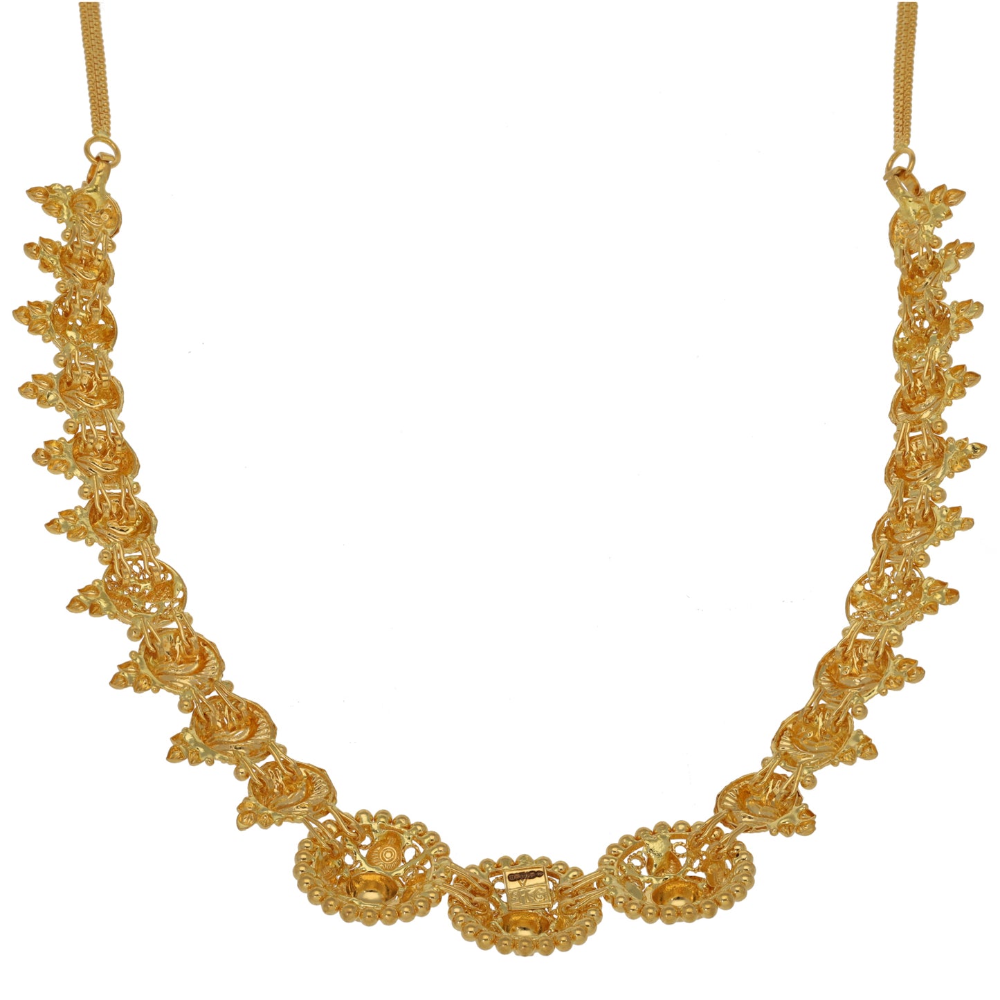 New 22ct Gold Shield Filigree Necklace 16"