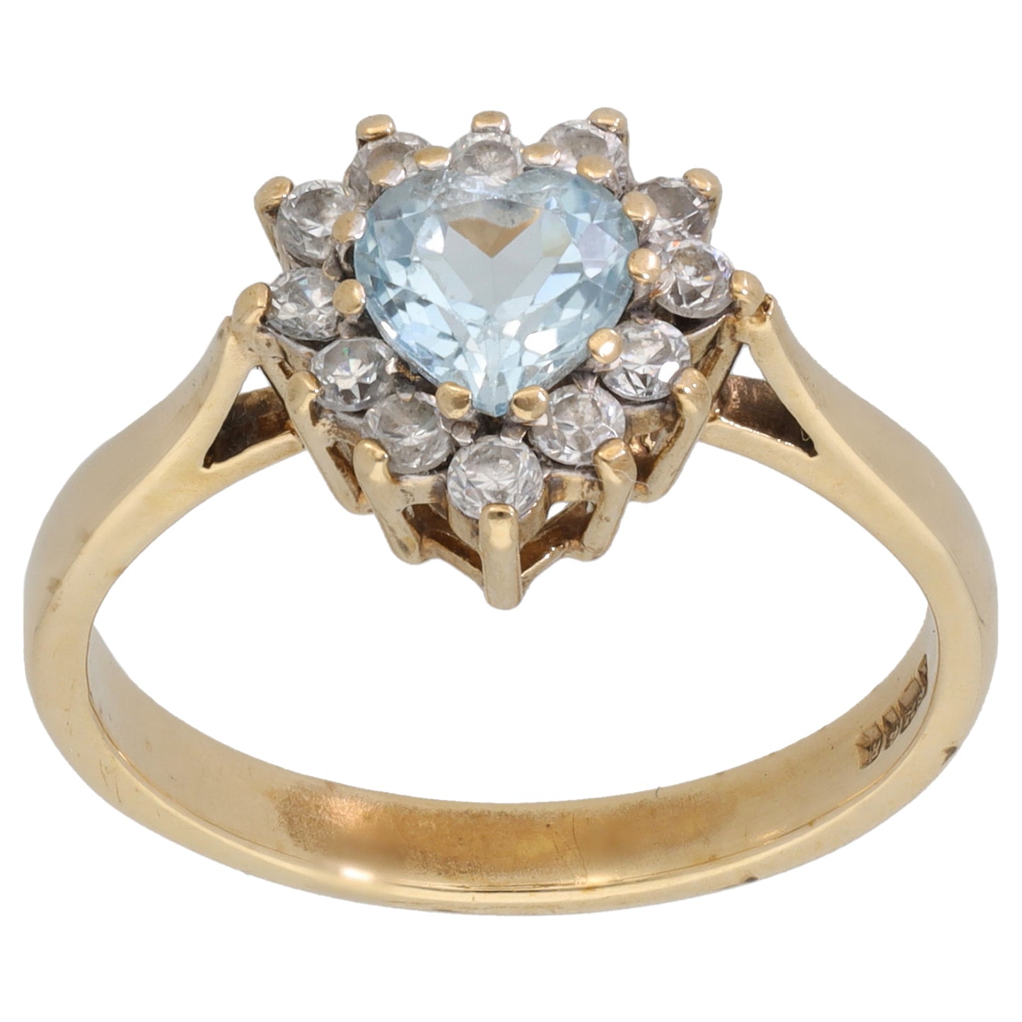 9ct Gold Topaz & Cubic Zirconia Dress/Cocktail Ring Size Q