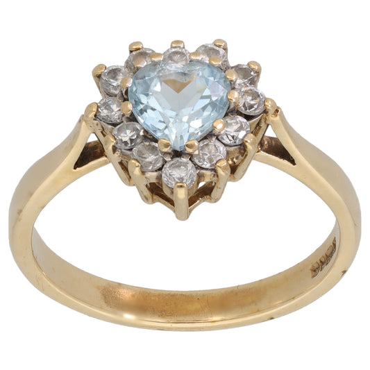 9ct Gold Topaz & Cubic Zirconia Dress/Cocktail Ring Size Q