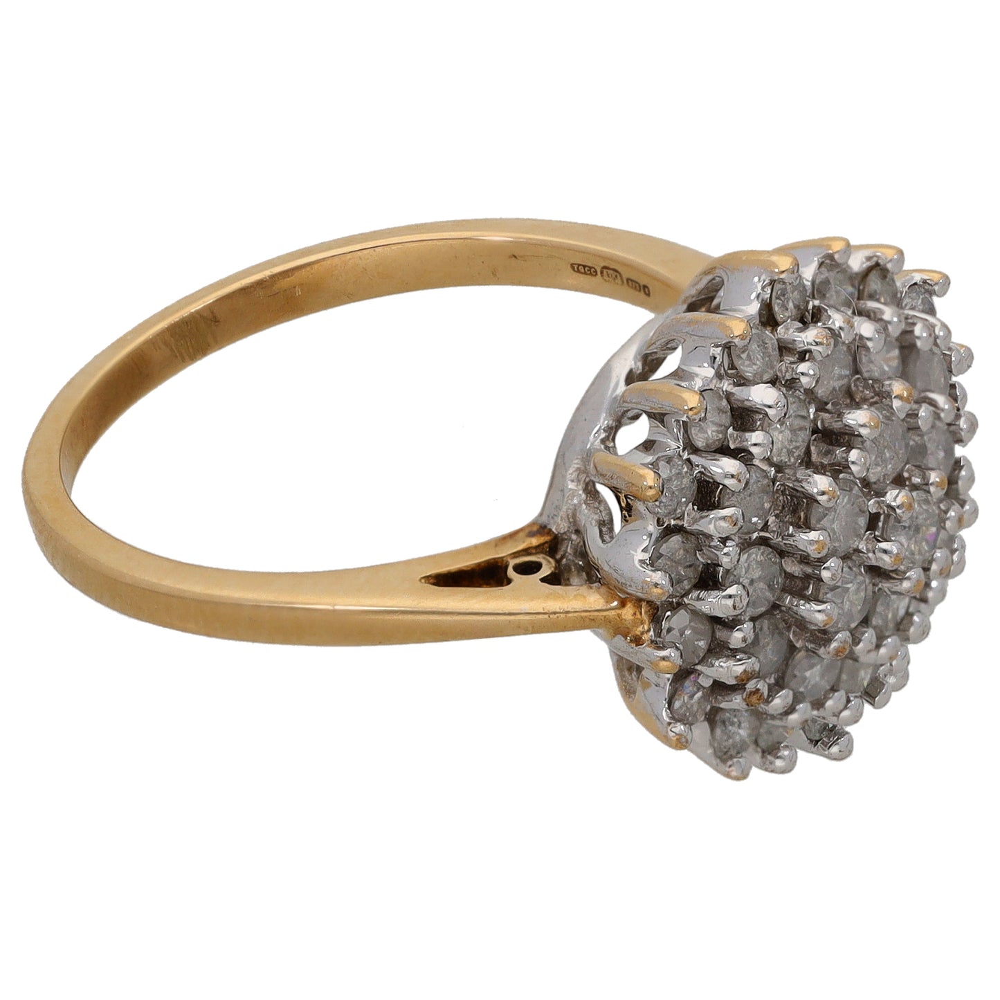 9ct Gold 0.93ct Diamond Cluster Ring Size P