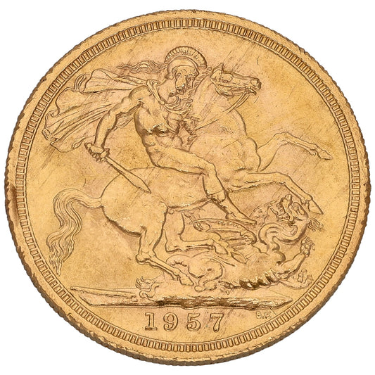 22ct Gold Queen Elizabeth II Full Sovereign Coin 1957