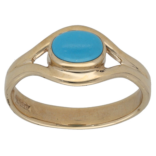 9ct Gold Turquoise Single Stone Ring Size O