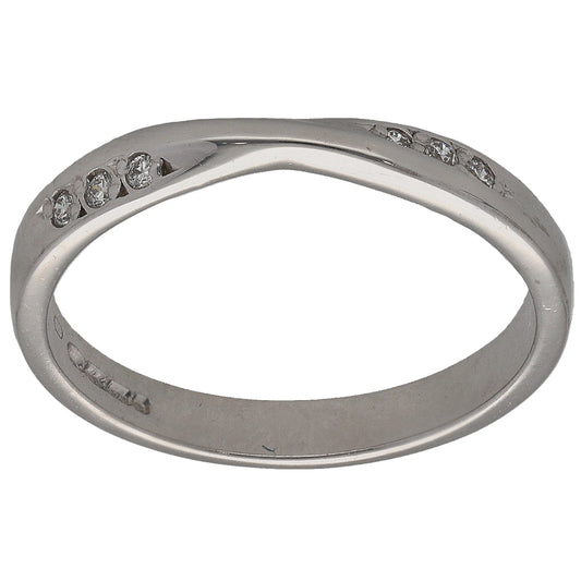 9ct white gold half-eternity ring with small round diamonds on the band