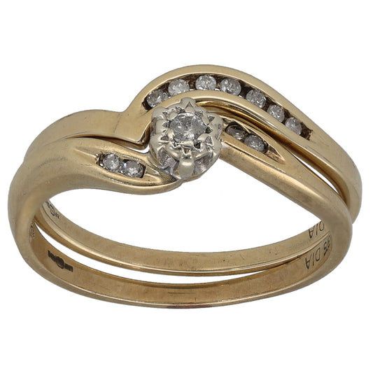 9ct Gold 0.095ct Diamond Ring Set Size O