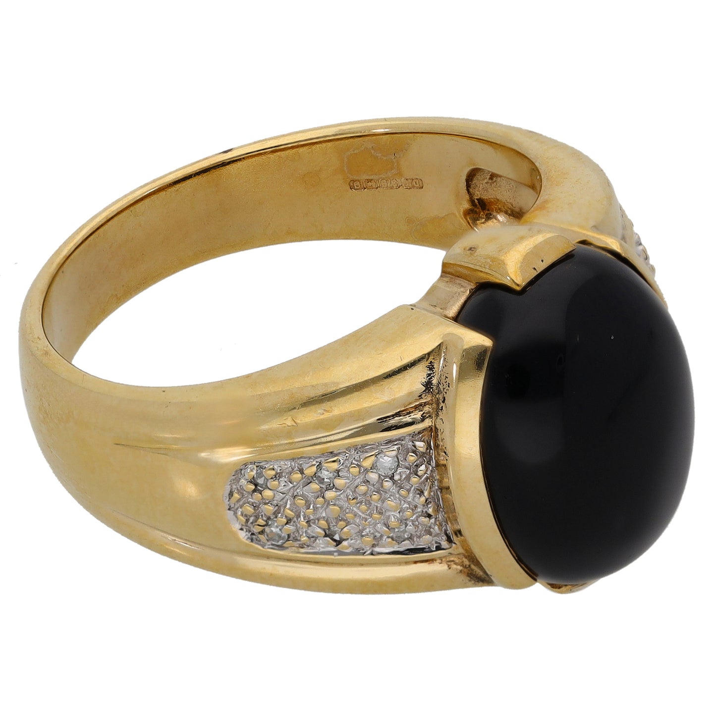 9ct Gold Onyx & 0.06ct Round Diamond Alternative Ring Size T