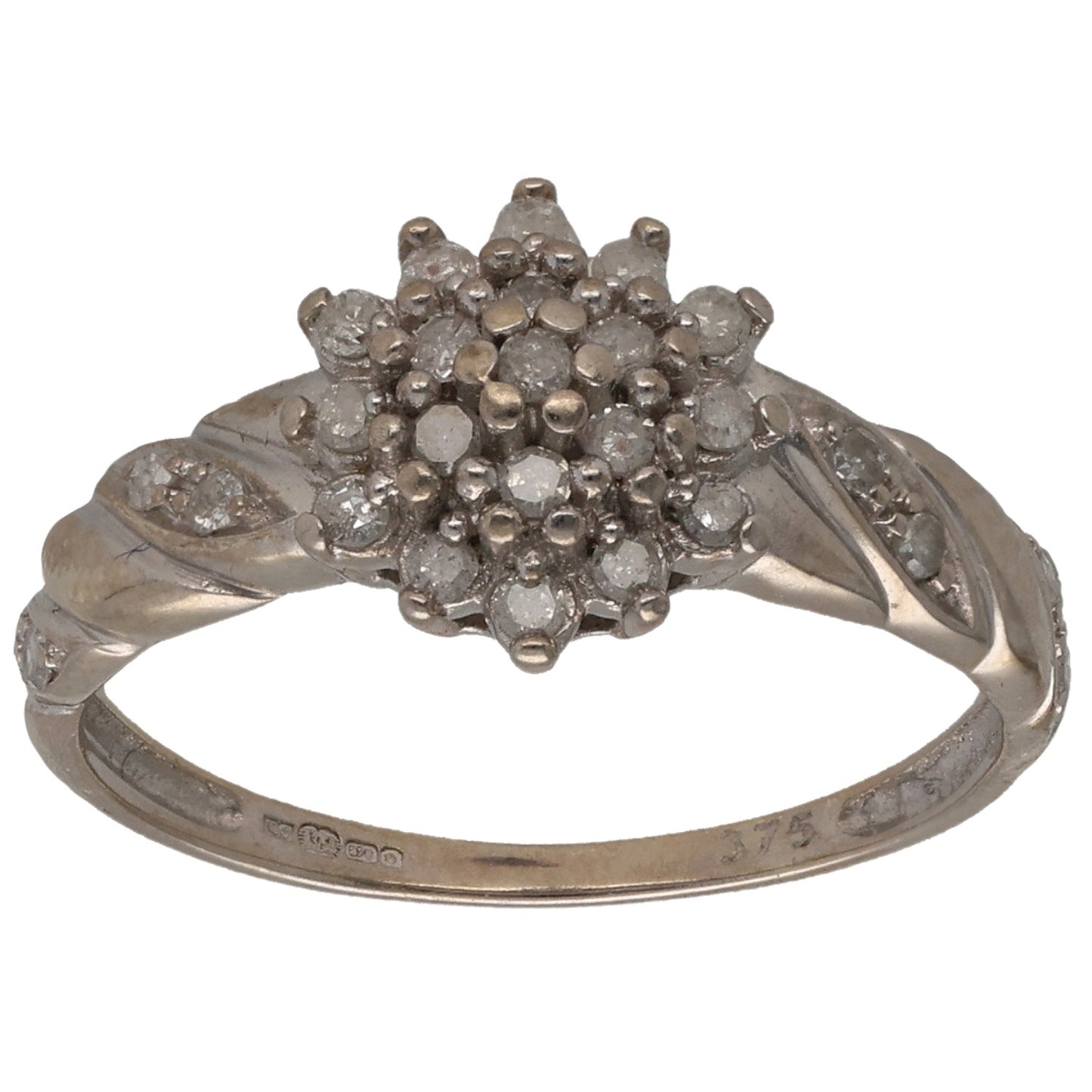 9ct White Gold 0.25ct Diamond Cluster Ring Size L