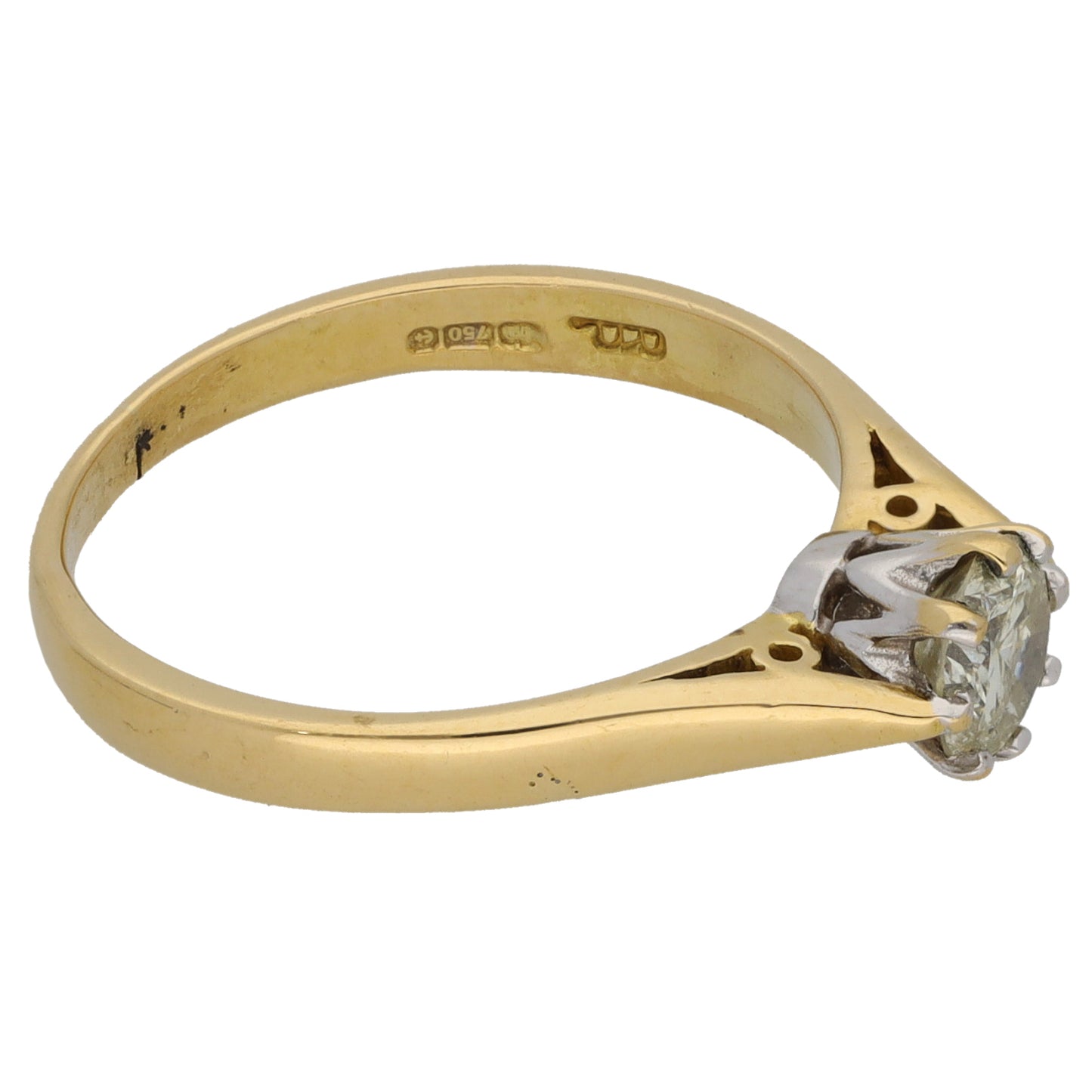 18ct Gold 0.50ct Diamond Solitaire Ring Size M